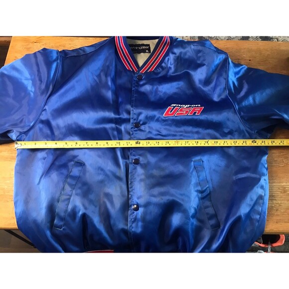 Vintage Snap-on Tools Jacket Blue Satin Snap Front XL Swingster Made In USA - Picture 10 of 14